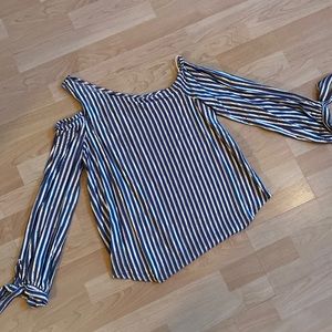 Express striped one shoulder shirt